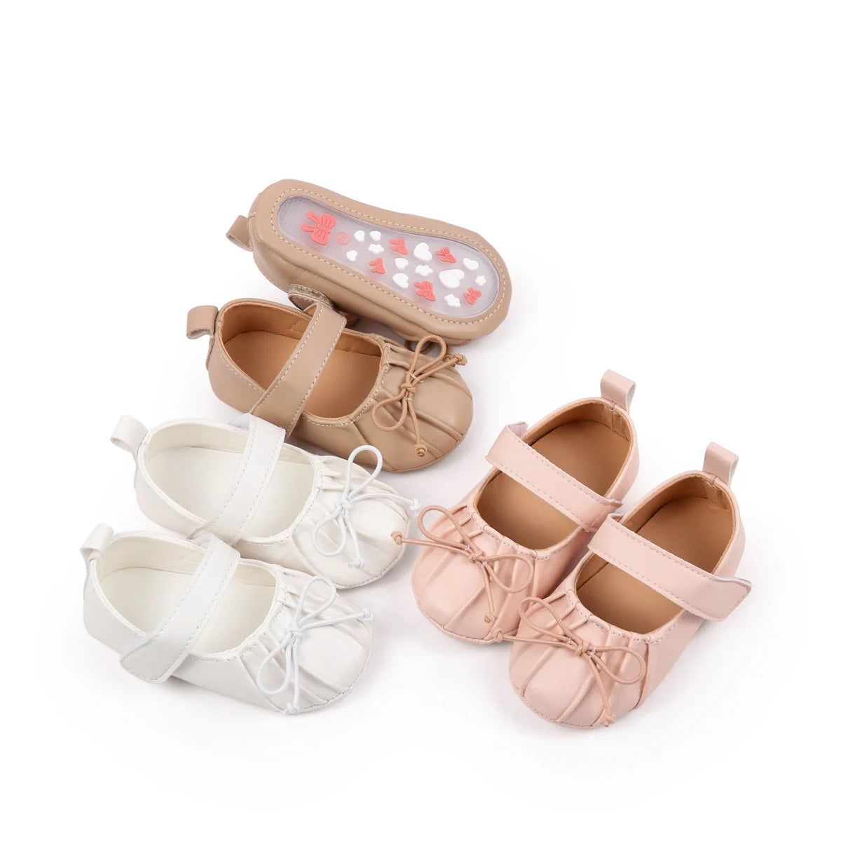 Spring Autumn Baby First Walking Toddler Shoes For 0-18 Months Three Colors High Quality PU Leather And TPR Sole Sweet Design