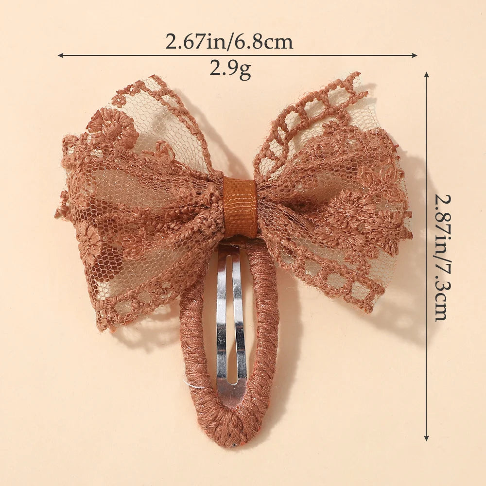 10Pcs Random Color Lace Hairclips Bowknot Handmade Hairgripes for Girls Hair Bang Boutique Barrette
