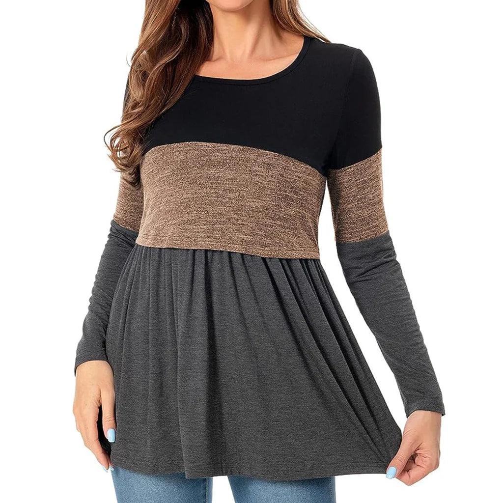 Maternity Nursing T Shirt Pregnant Womens Long Sleeve Patchwork Nursed Tops Blouse For Breastfeeding Pregnancy Clothes Pullover