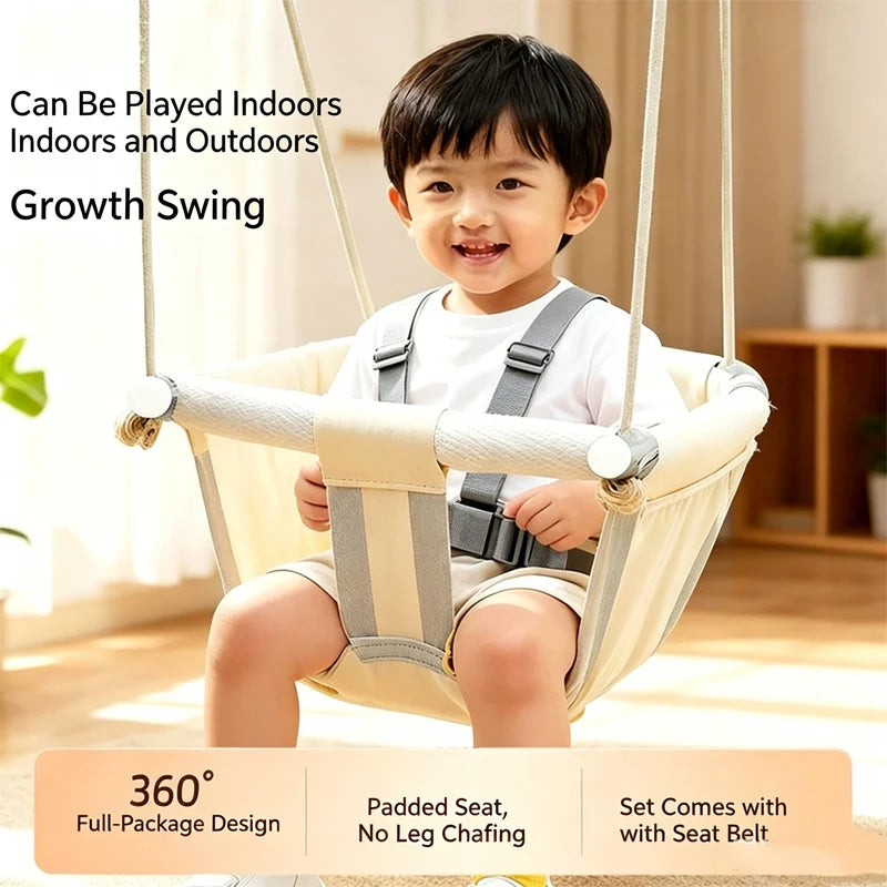 Infant and Toddler Cloth Swing Chair with Safety Harness
