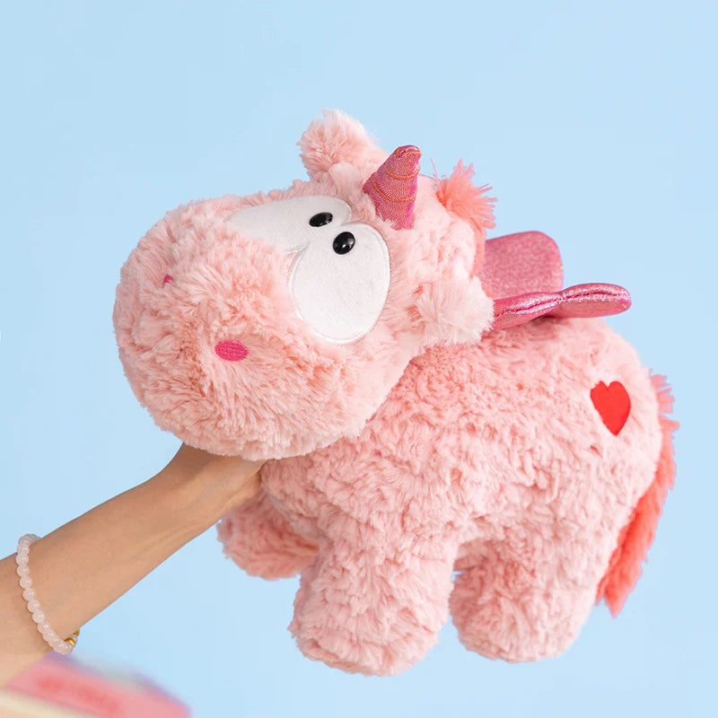 Hot Soft Fluffy Pink Unicorn Plush Toy Cute Stuffed Animal Doll with Shiny Wings Kawaii Unicorn Plushie Big Eyes Unicorn Pillow