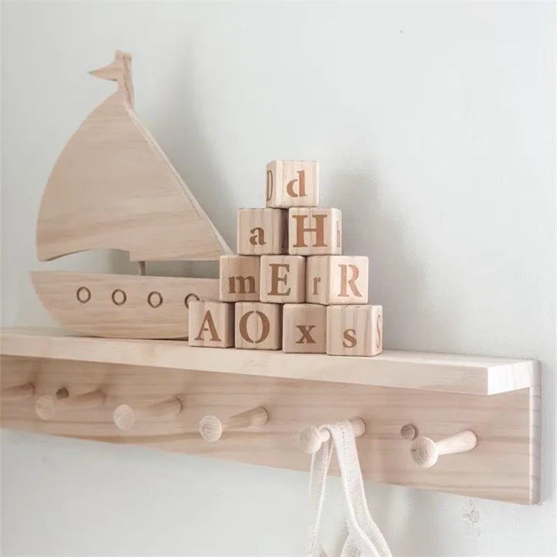 4Pcs/Set Nordic Style Beech Wood Blocks Uppercase and Lowercase Baby Double-Sided Engraving Artistic Wood Block Decoration Home Room Shelf Decoration Ornaments Room Letter Wood Block Ornaments Wooden Crafts Christmas H