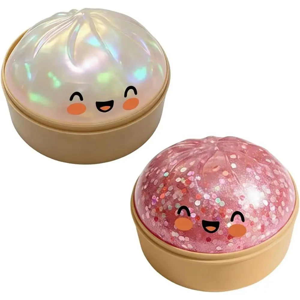 Glitter Dumplings Squishy Toy Soft with Steamer Squishy Toy Slow Resilience Fidget Stress Relief Sensory Ball