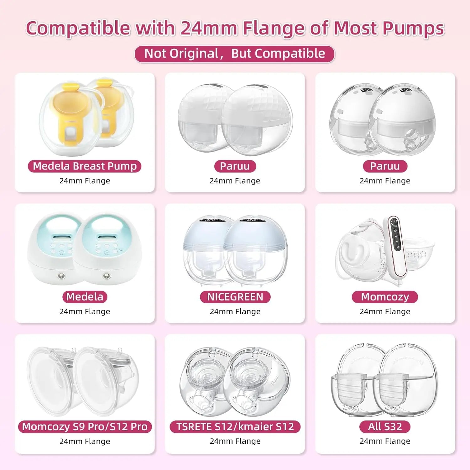 12/13/14/15/16/17/18/19/20/21/22mm Breast Pump Funnel Inserts Plug-in Different Caliber Size Converter Small Nipple Horn Adapter