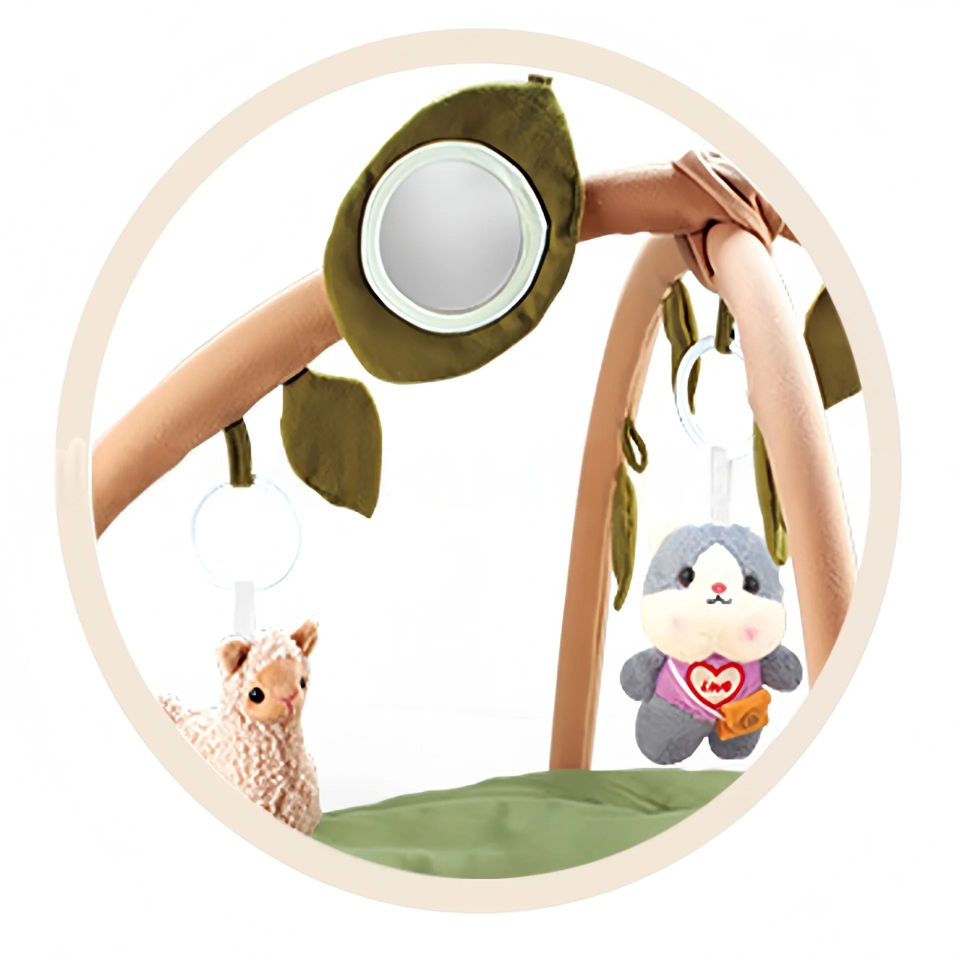 Baby Activity Gym Play Mat Leaf Shaped Crawling Rug with Mirror Sensory Hanging Toys Cloth Book Tummy Time Pillow 0-18M