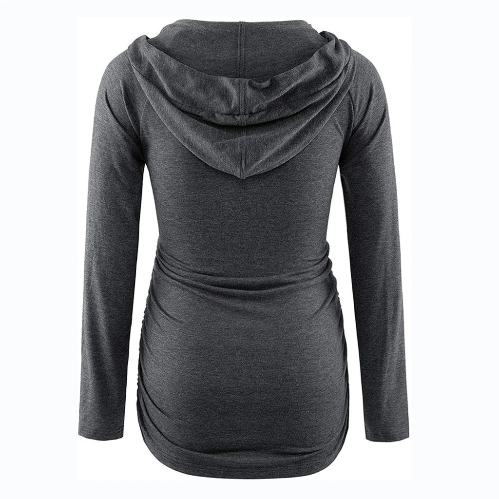 Women Maternity Hoodies Striped Print Long Sleeve V-neck Hoodie Sweatshirts Top Mom Pregnant Nursing Autumn And Winter Clothes