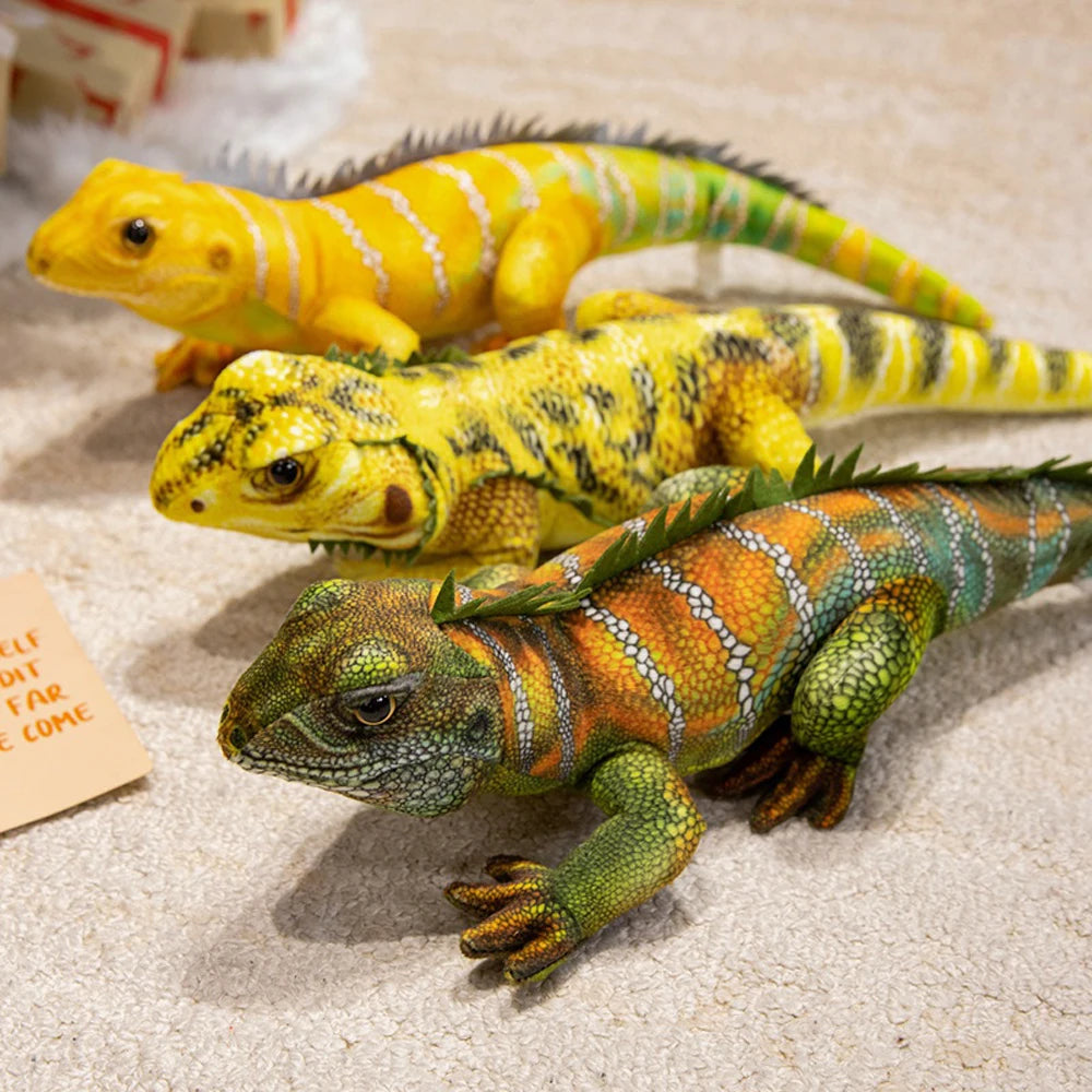 Hot Tropical Rainforest Wildlife Simulation Lizard Plush Doll Lifelike Chameleon Stuffed Toys Cute Reptile Pet Model Kids Gifts