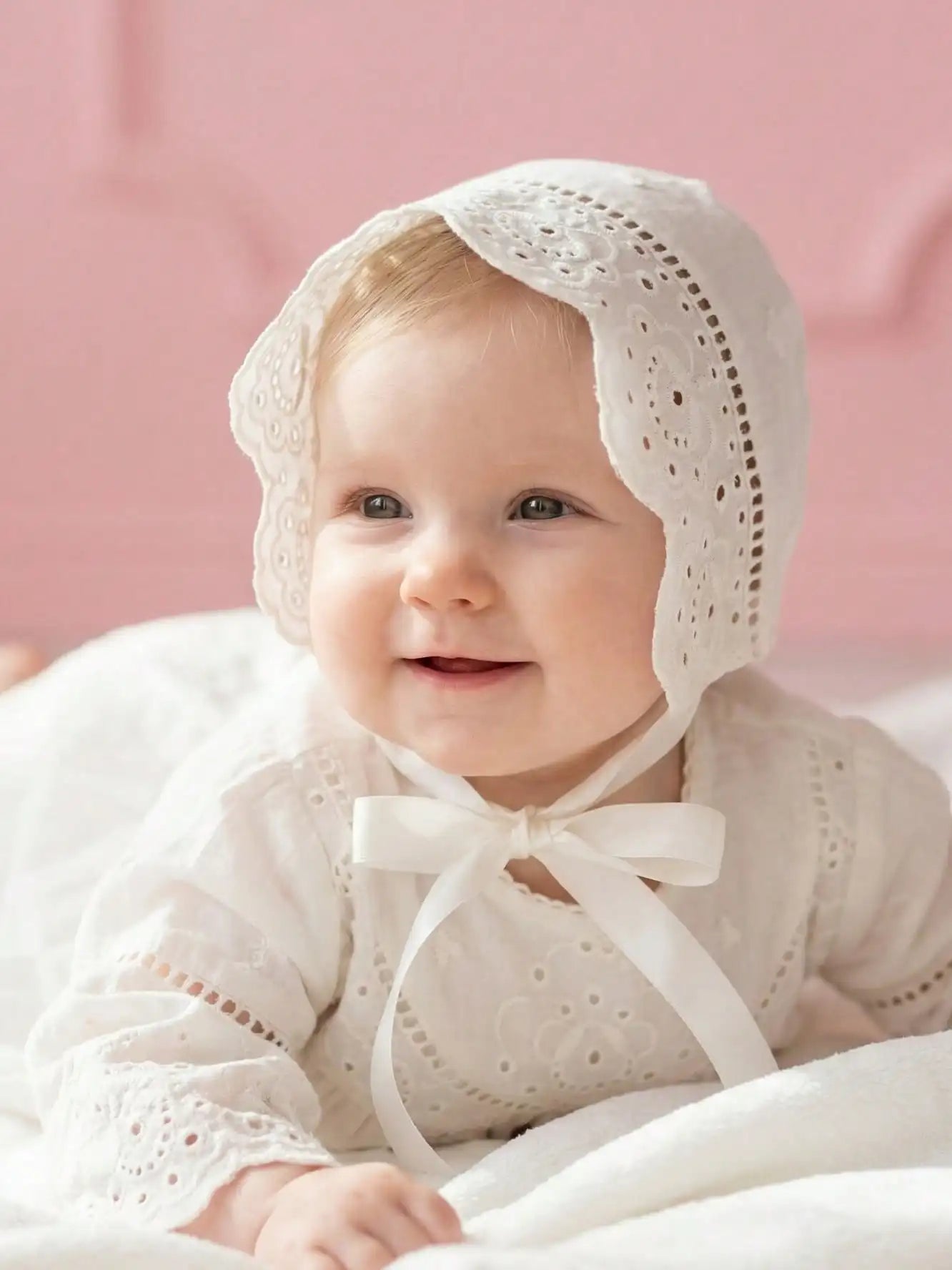 1Pc Retro Court Style Beige Embroidery Lace Baby Hat Soft Floral Bonnet For Newborn Girls 0-3/3-6 Months