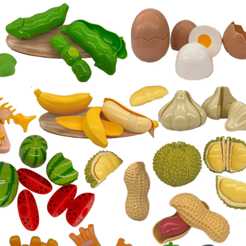 Montessori Simulation Chechele Ingredients Vegetables Fruits Fish Shrimp Educational Toy Play House Decompress Educational Toy