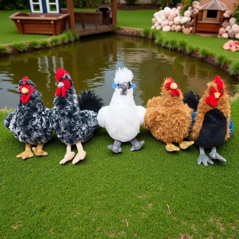 2026 New Simulation Chubby Rooster Hen Black-bone Chicken Fluffy Simulation Animal Poultry Stuffed Soft Lifelike Huggable Pillow