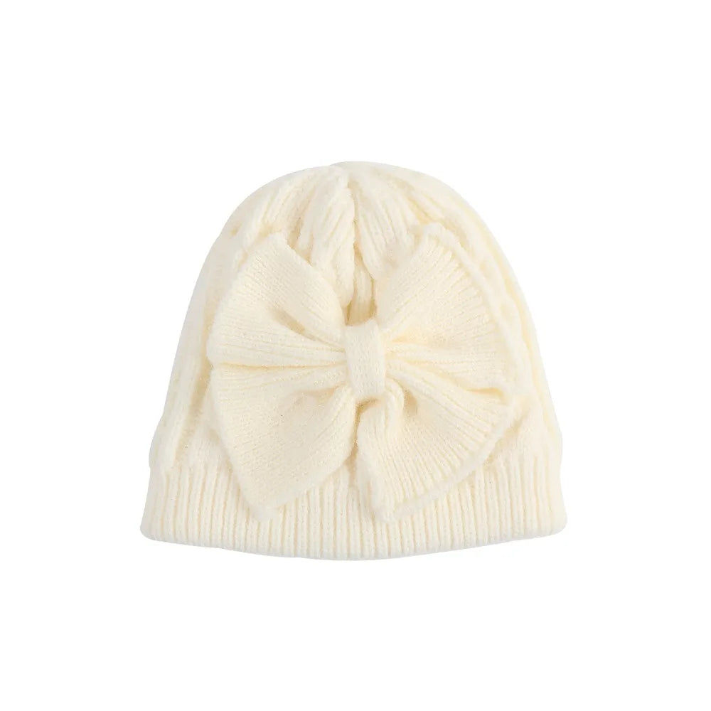 Cross-Border European and American Children's Bowknot Knitted Hat Winter New Thickened Warm Newborn Wool Hat Baby Hat