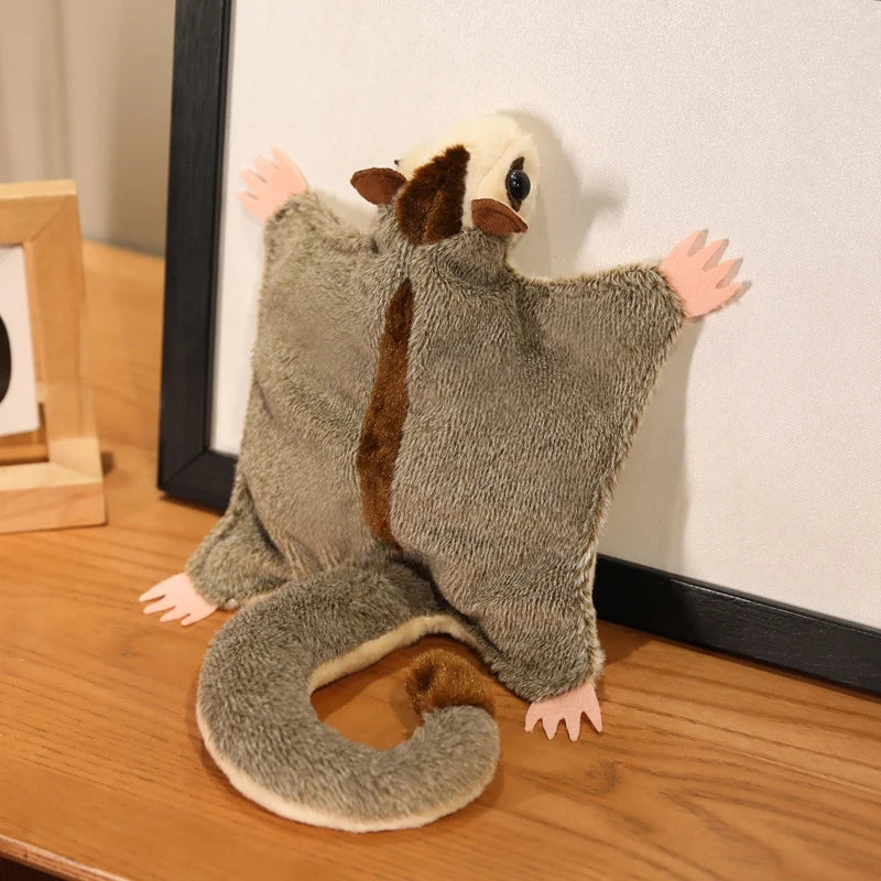 Super Cool Flyling Sugar Glider Plush Toy Cozy Soft Flying Squirrel Hand Puppet Cute Pet Toy Funny Gift for Kids
