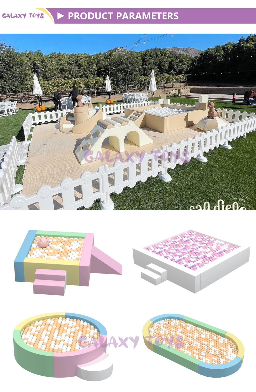 Luxury Avender Softplay Indoor Baby Vinyl Foam Climb and Slide Playground Portable Kid Soft Play and Castle for Toddlers