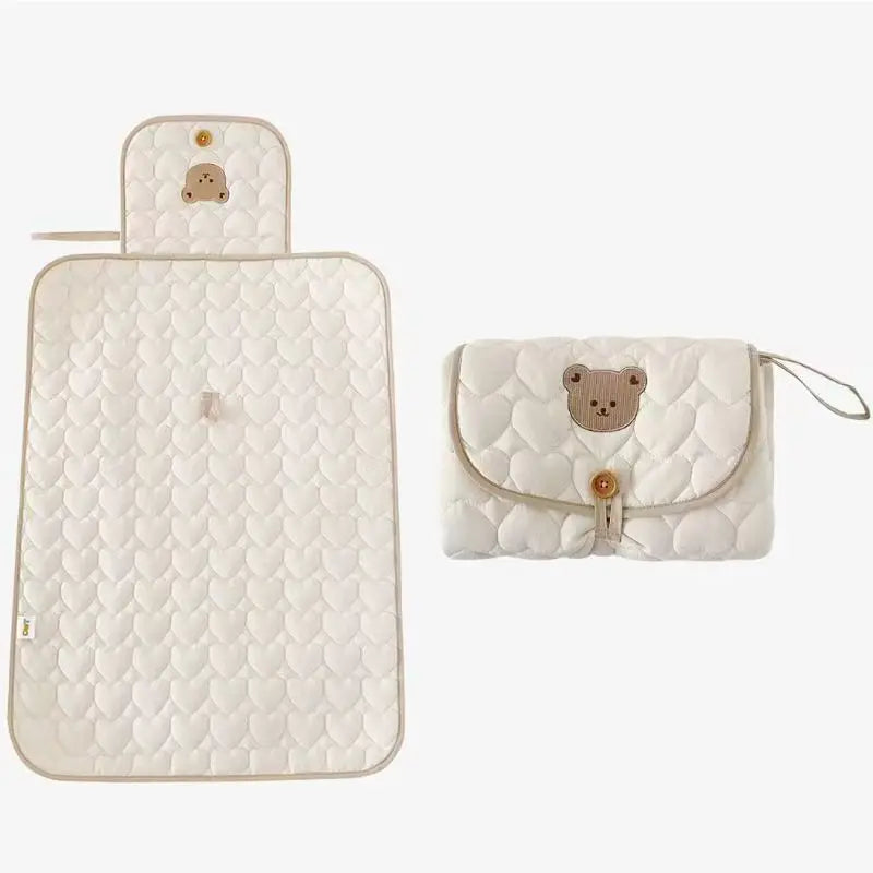 Korean ins baby portable urine pad bag multi-functional cute embroidery diaper changing diaper pad diaper changing pad
