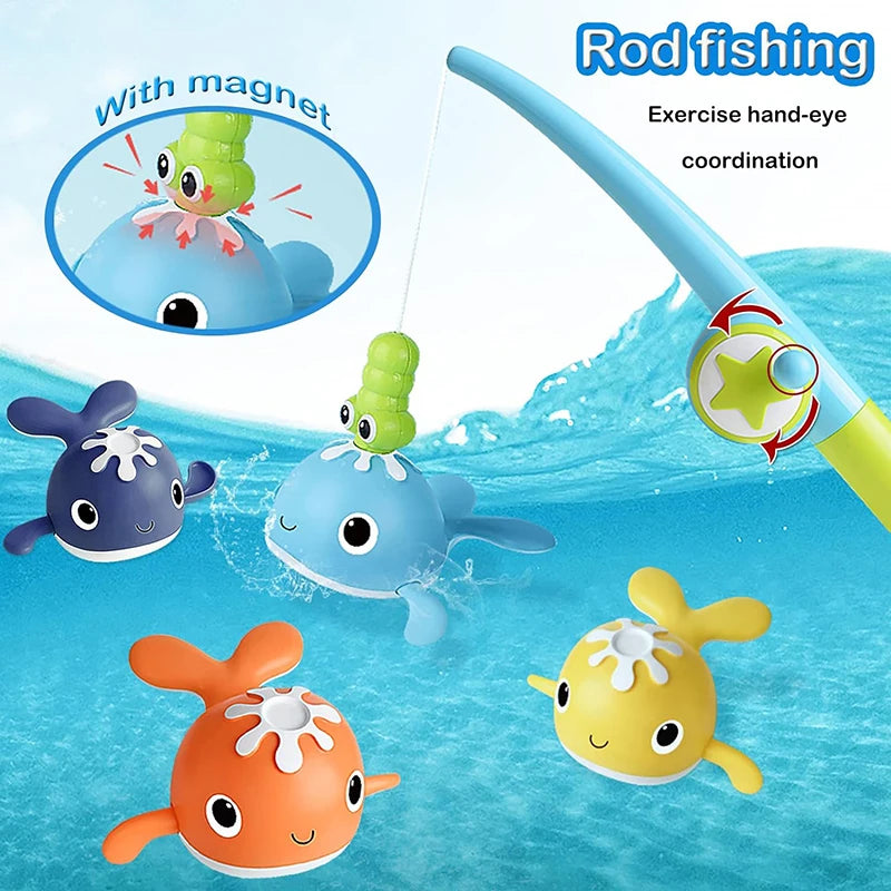 Children Bath Paddle Toys Magnet Fishing Toys Kids Swimming Pool Fishing Fun Game Toys Parent-child Interactive Water Toys Gift