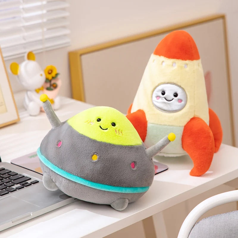 Hot 18/27cm Plush Rocket Toy Stuffed Spaceship Soft Throw Pillow for Kids Educational Birthday Gift Space Discovery Decor