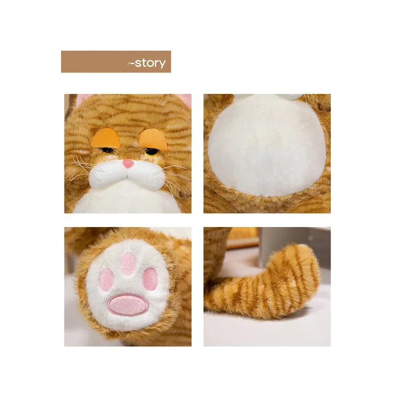 Fat Soft Cat Plush Doll Cute Pattern Weighted Sitting Design Parent-Child Game Toy for Children's Room Decor