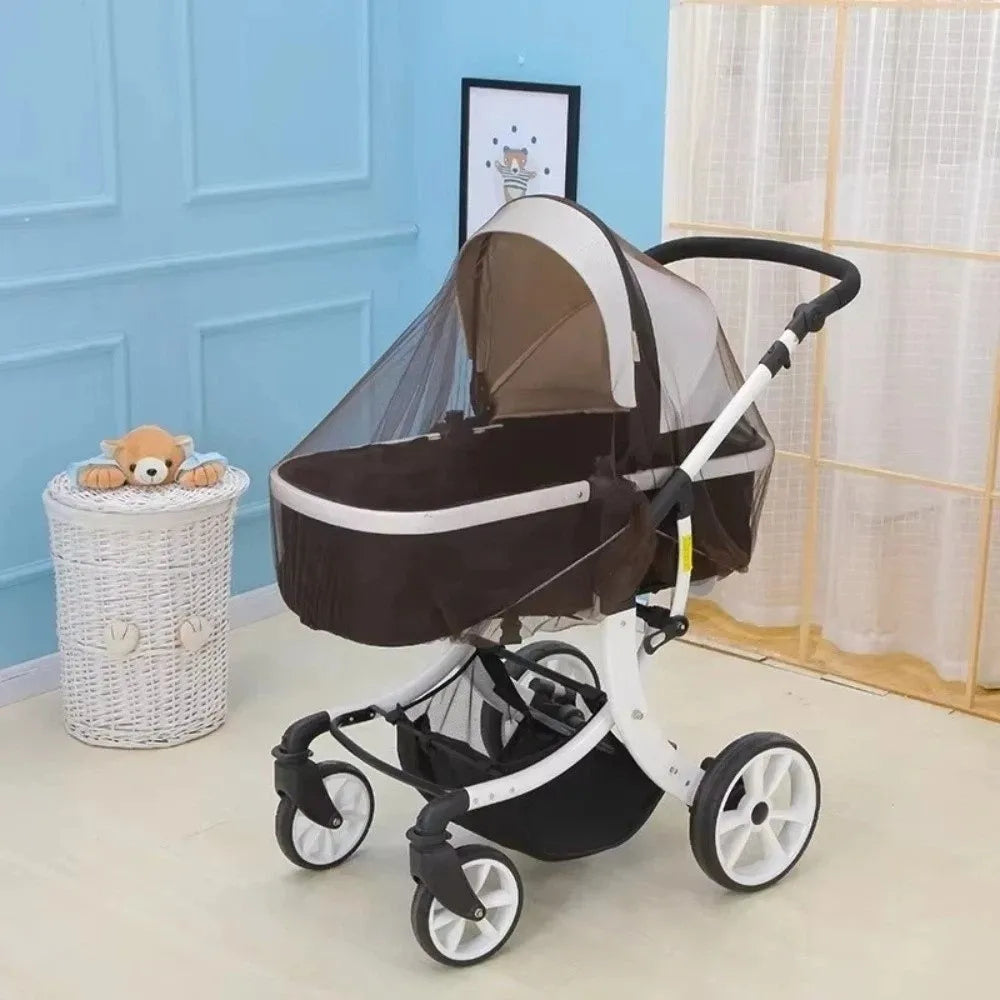 Full Coverage Pram Mosquito Net Dense Mesh Polyester Material Insect Shield Net Windproof Sunshade Snug Fit Design