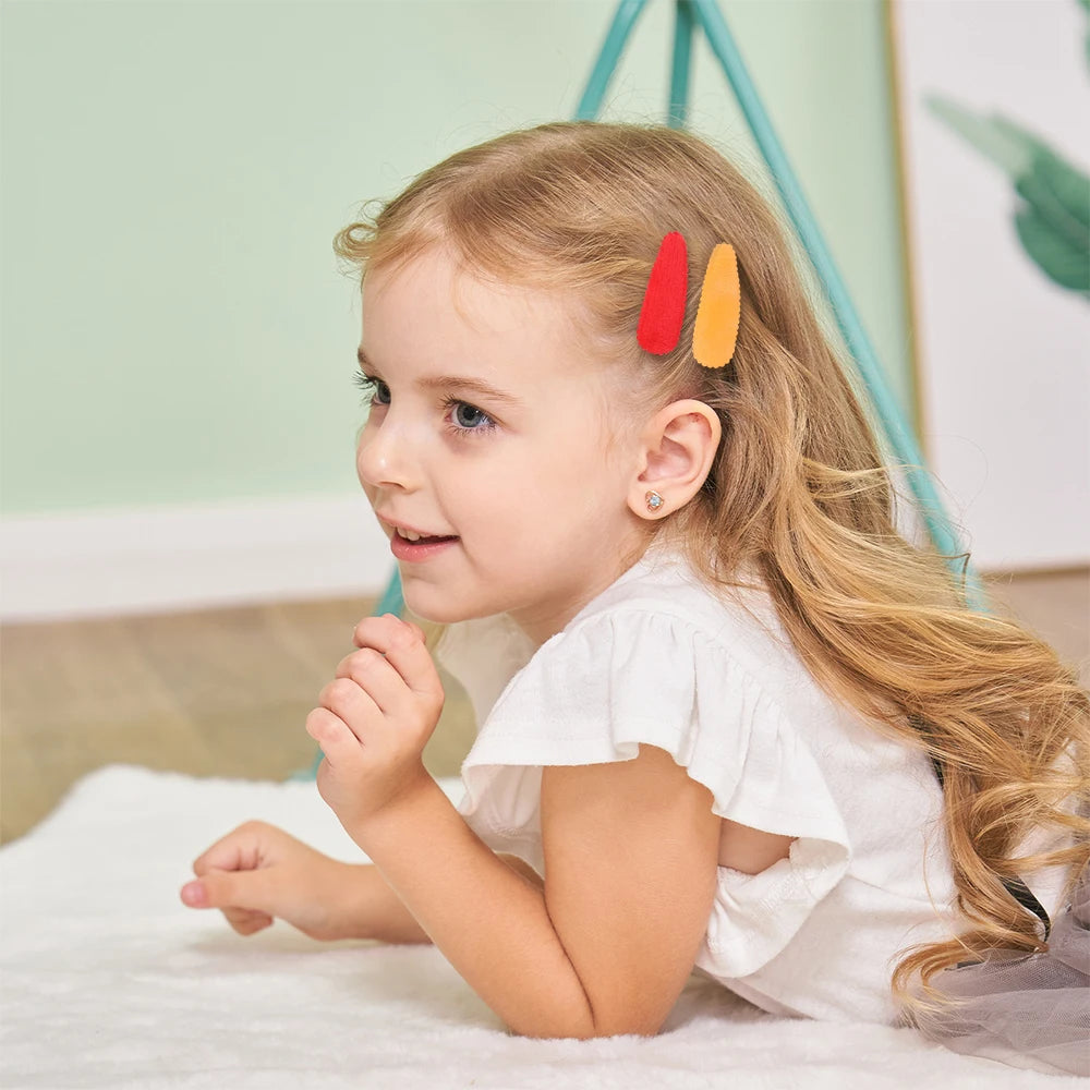 50PCS random colors waterdrop hair BB clips for girls hair bangs Cute fuzzy felt cloth alloy hair clip kids headdress