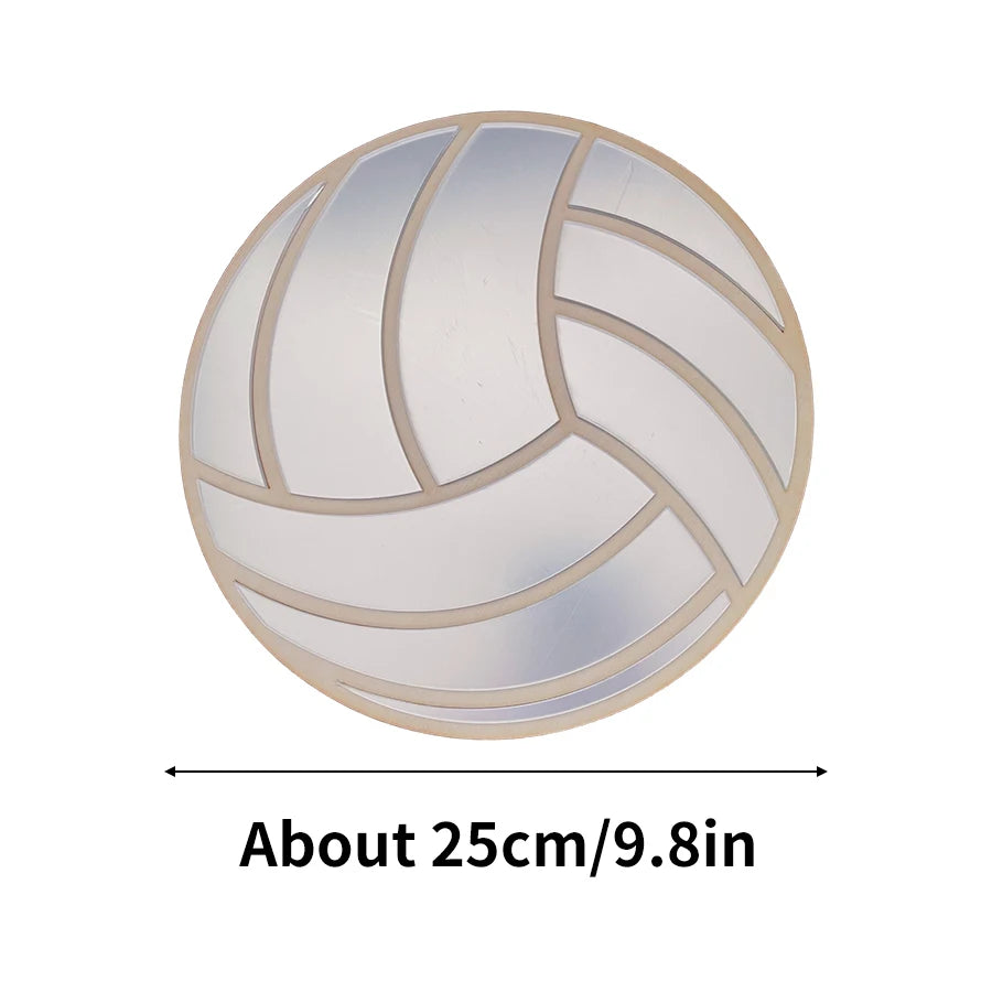 Ins Nordic Style Wooden Acrylic Volleyball Shatterproof Mirror Cute Home Decor Background Mirror Boys and Girls Room Decoration Mirror Is the Most Beautiful Decorative Gift for Bedroom and Living Room.