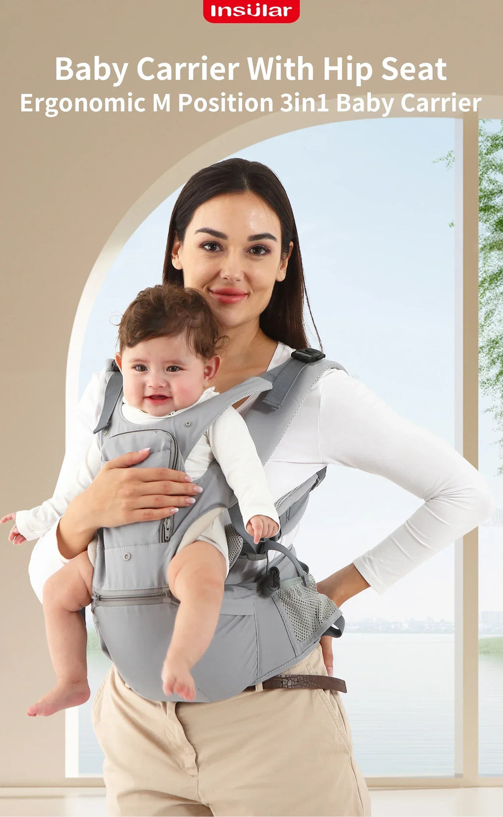 INSULAR 3 In 1 Baby Carrier Multi-functional Child Waist Stool Breathable Waist Stool With Hip Seat Front Hold Portable 0-2Y