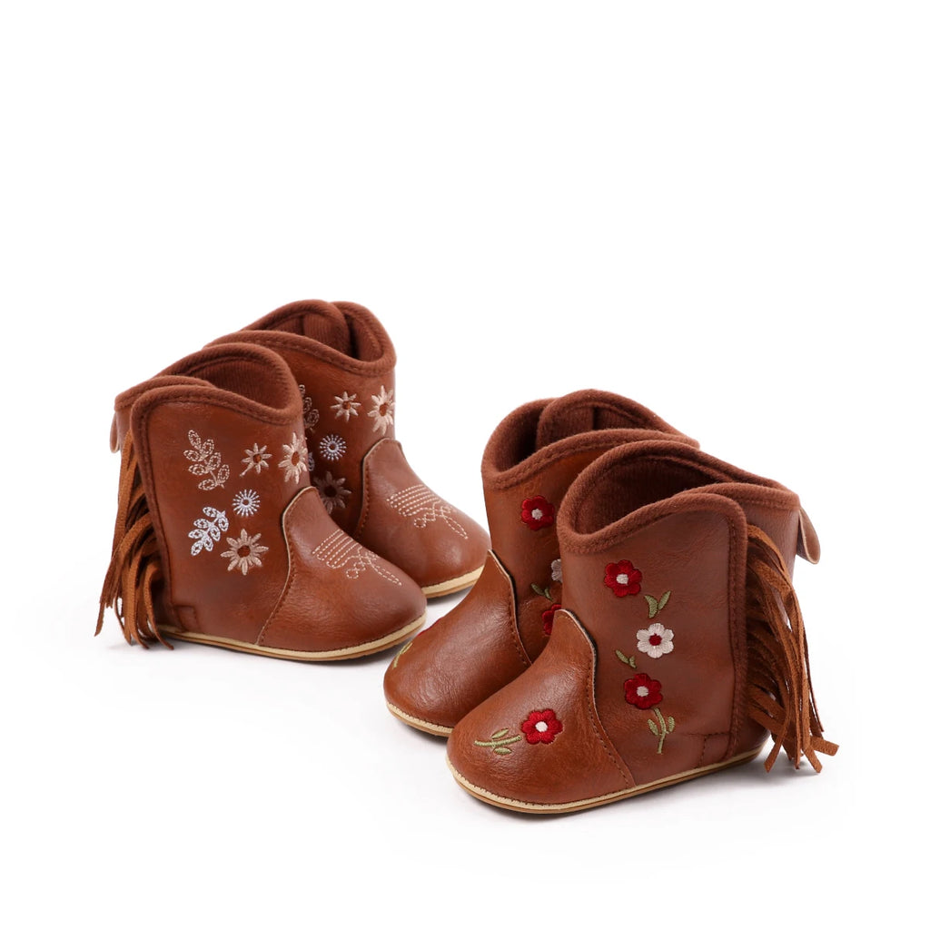 Fashionable And Popular Baby Shoes Western Denim Midsole Boots Autumn And Winter Warm And Anti Slip Casual Walking Shoes