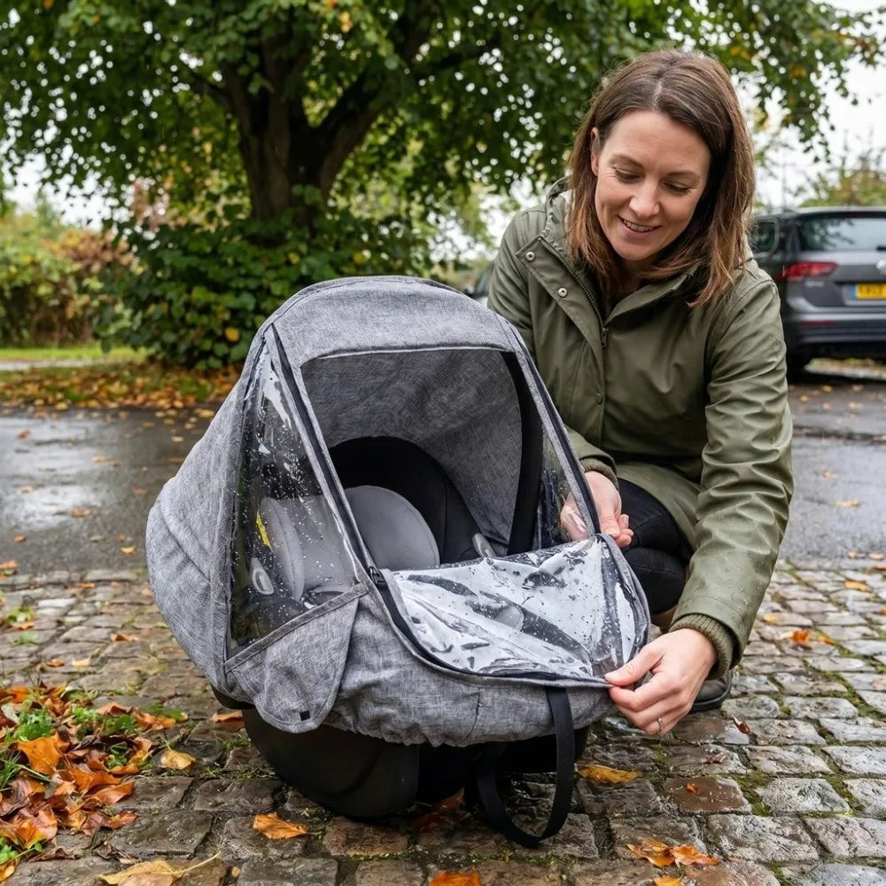 Transparent EVA Baby Safety Seat Rain Cover Double Zipper Windproof Newborn Basket Rain Cover Full Coverage Waterproof
