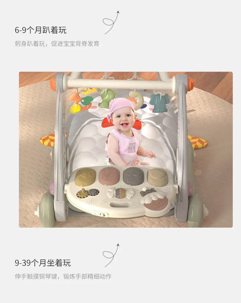 Fitness Rack Pedal Piano Fitness Frame Multifunctional Gyms & Playmats 3 in 1 Baby Walker Early Education Activities for Baby