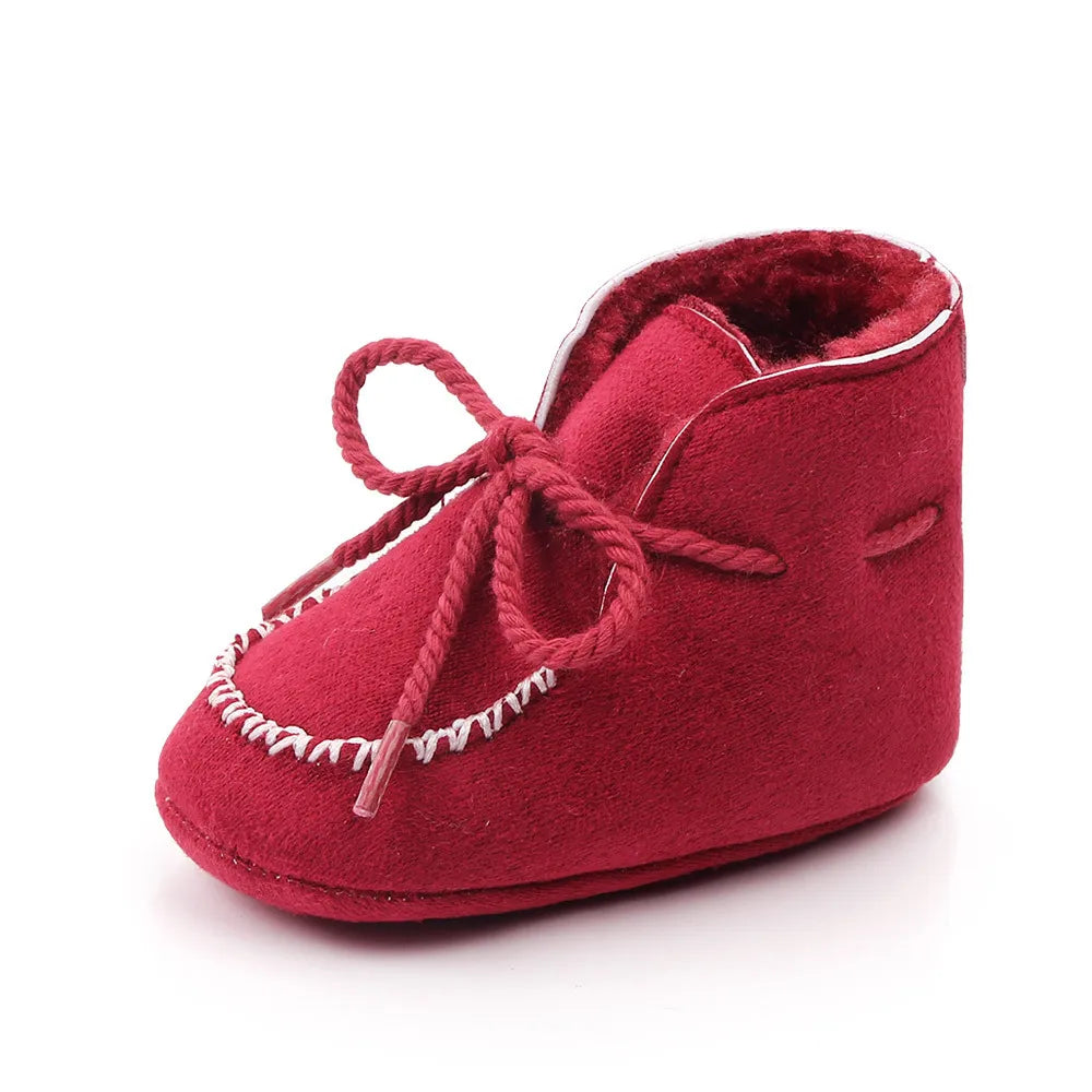 Winter Thick Warm Plush Fur Baby Booties Non Slip Soft Sole Prewalker Shoes D2245