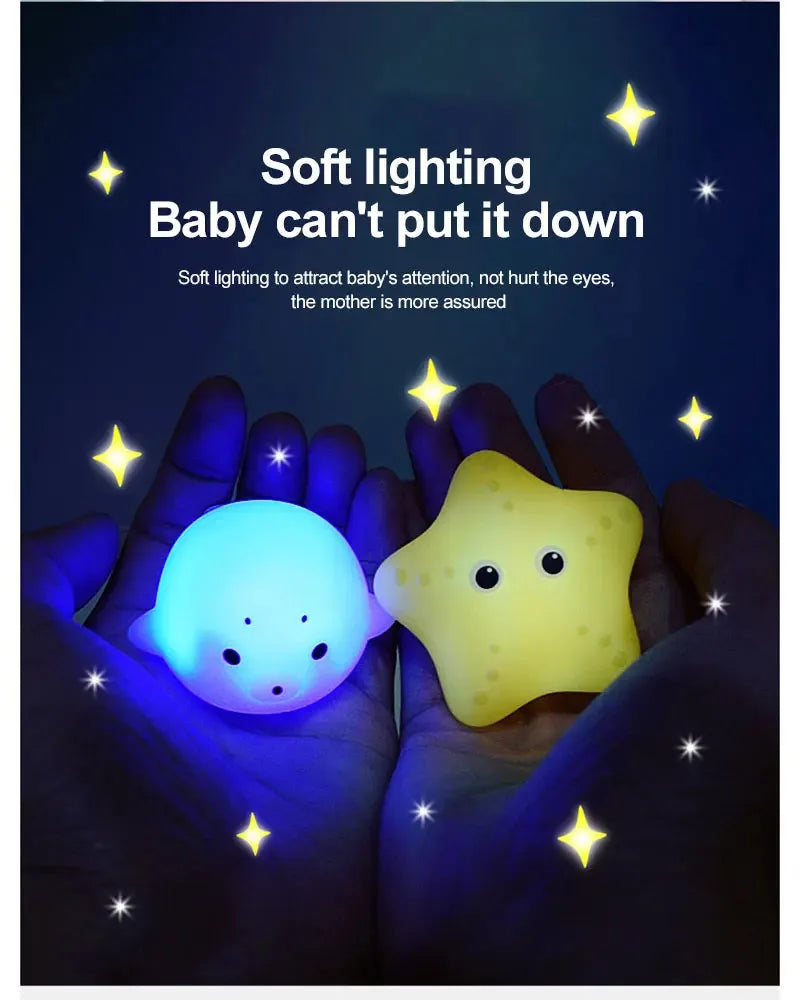 9pcs Floating Light Up Animal Bath Toy Safe PVC Material For Children 3-5 Years Old Perfect For Pools 195F