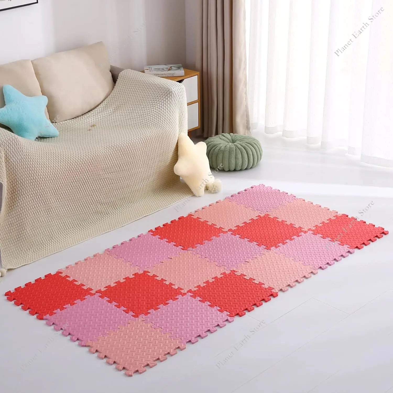 6/12Pcs Interlocking Baby Play Mat 1CM Thick Soft Carpet Floor Playmat EVA Leaf Grain Floor Mats Room Activities Mat 30*30CM