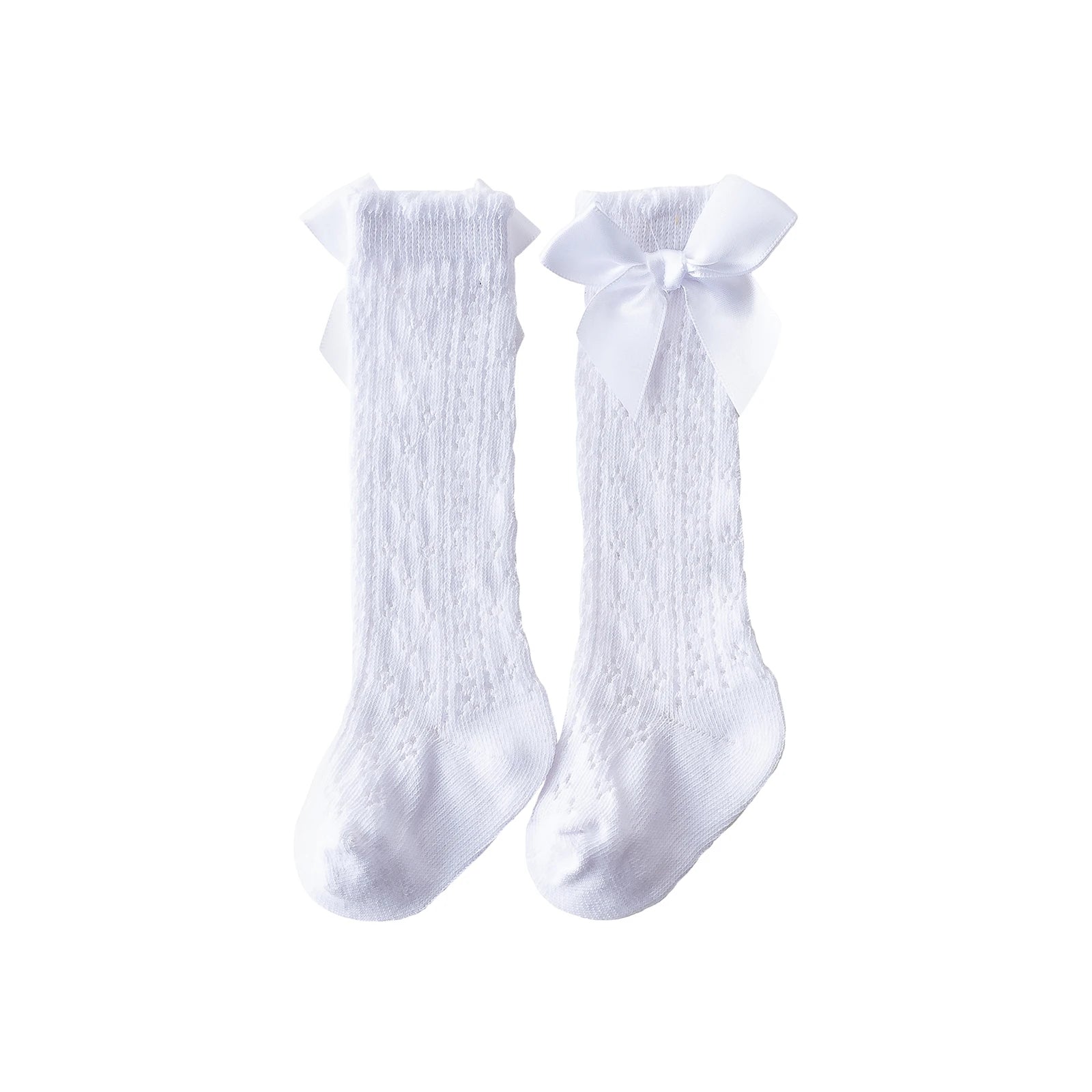 Baby Girls Knee High Socks Breathable Cutout Mesh Cute Bows Dress Socks Newborn Stockings for Clothing Accessories
