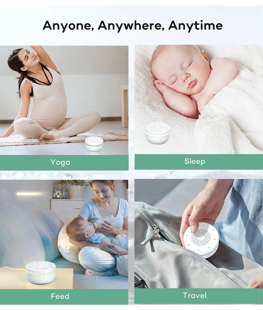 9 Baby Lullabies 15/30/60 min Timer White Noise Machine Mini Baby Sleep Machine Built-in Night Light for Baby Kids Adults