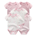 Cartoon 5 Pcs/Lot Baby Girl Short Sleeves Bodysuits Cotton Soft Newborn Onesies Clothes