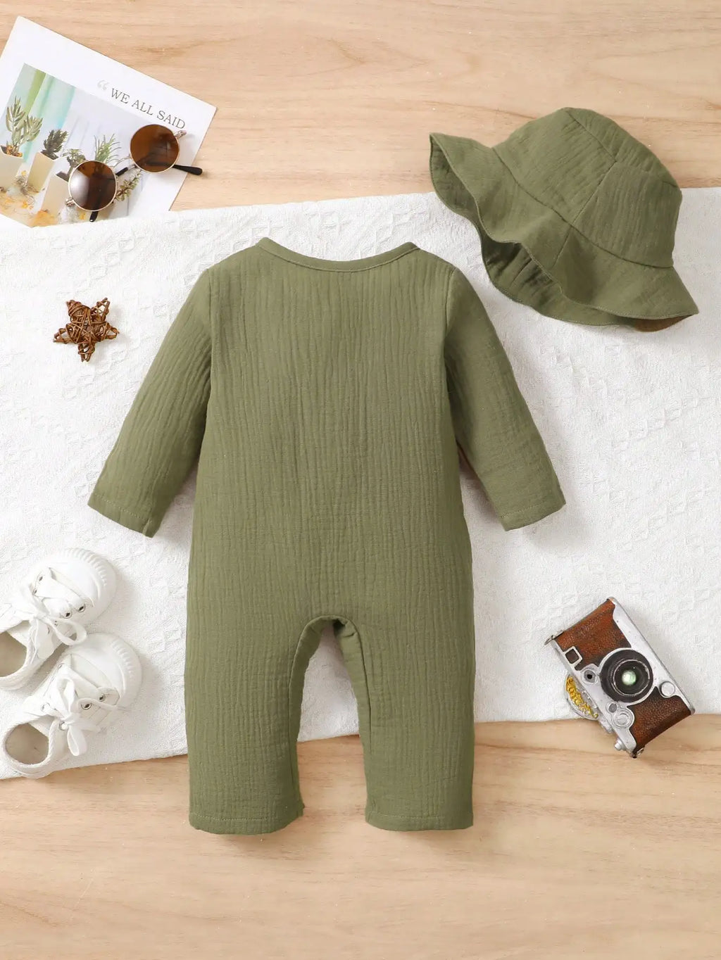 2Pcs Newborn Baby boy Bodysuit  pure Cotton Long sleeved jumpsuit+Hat set for 0-18 Month old Baby boy Spring Autumn Jumpsuit