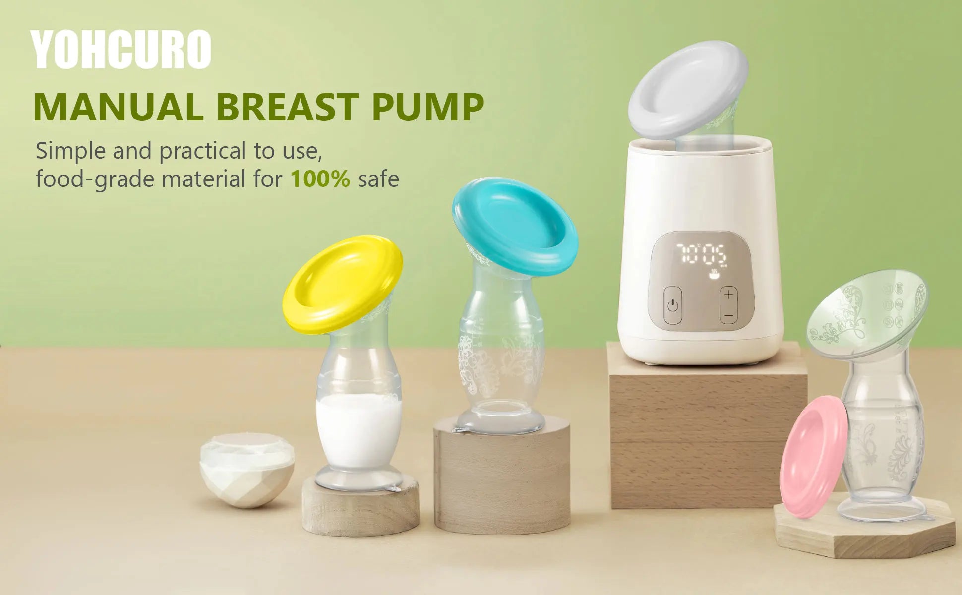 Manual Breast Pump Food Grade & Silicone Pump with Milk Collection One Size Fits All High Temperature Resistant No Leak Design