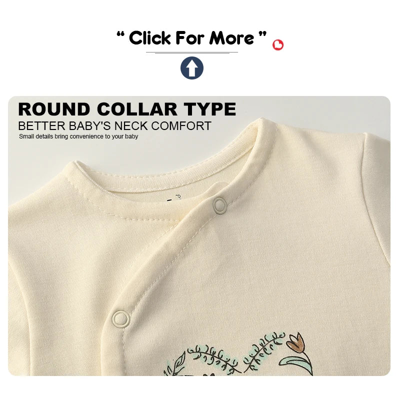 Kiddiezoom 3 Pcs/Lot Autumn Winter Unisex Animal Print Long Sleeve 100%Cotton Baby Boy Girl Rompers Casual Newborn Clothing