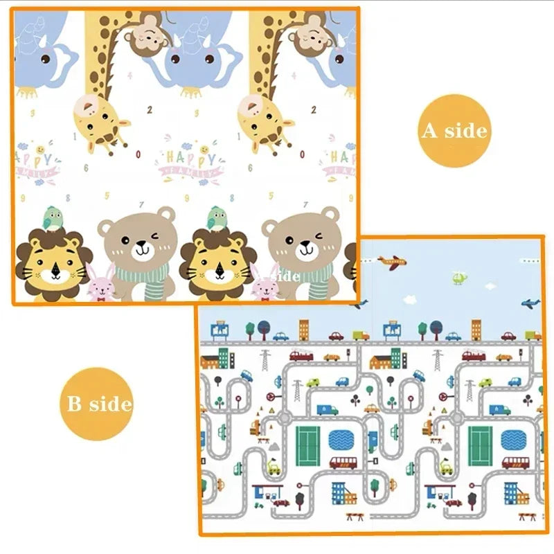 Baby Activity Gym Mat for Crawling and Play, Double-Sided Pattern, Model EPE-01, Non-Toxic