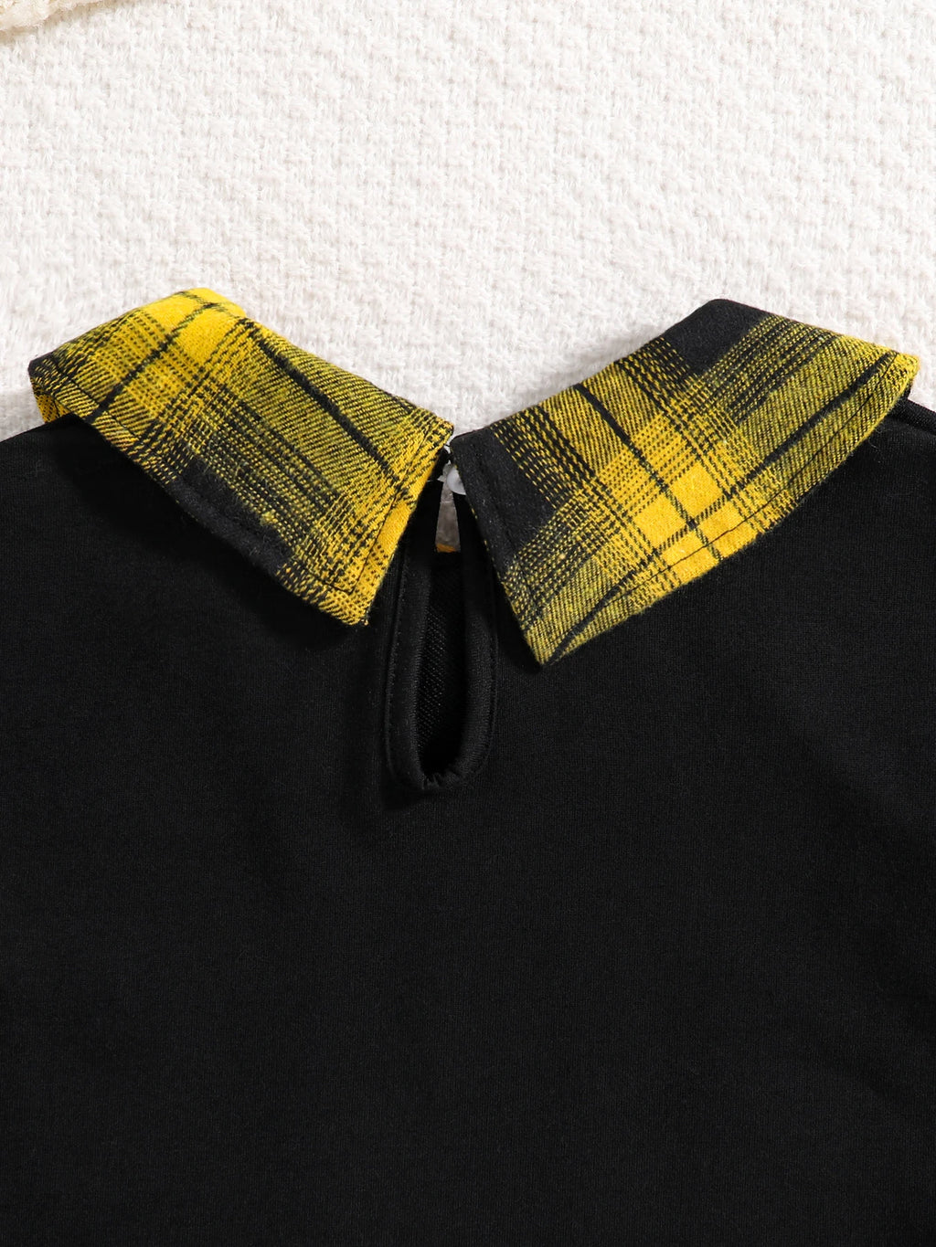 Girls Fashion Casual 2-Piece Set Black Lapel Long-Sleeved Letter Print Shirt Plaid Skirt Spring Autumn New