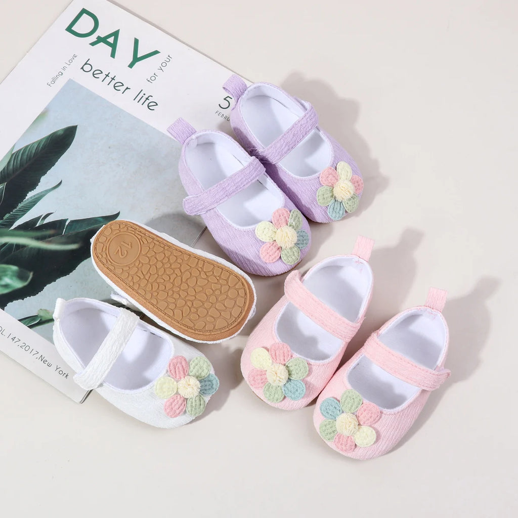 Newborn Infant Baby Girl Kids Shoes Soft Sole Crib Prewalker Toddler Anti-Slip Solid Ruffled First Walkers Shoe Baptism