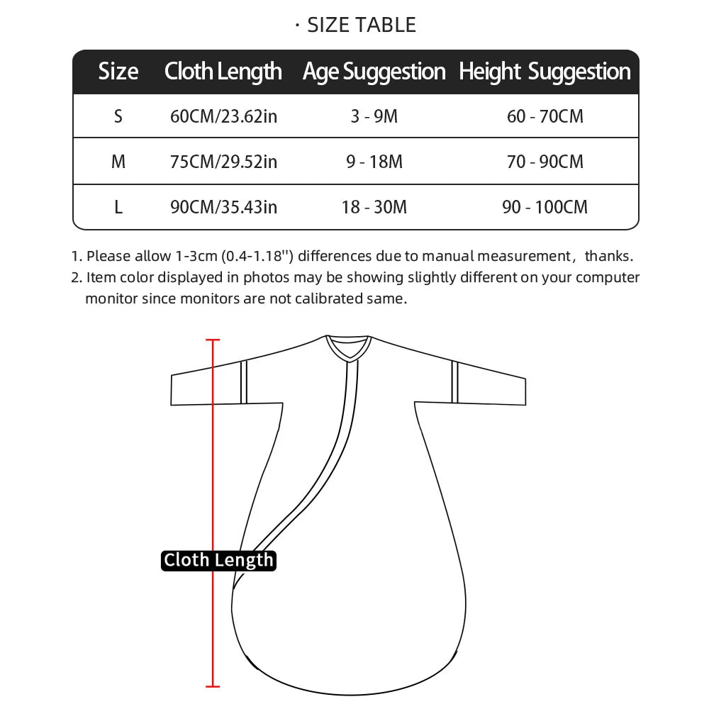 Thickened Winter Sleeping Bag For Infants Aged 3-30 Months Detachable Sleeves Anti-kick And Warm Baby Blanket 3.5 Tog