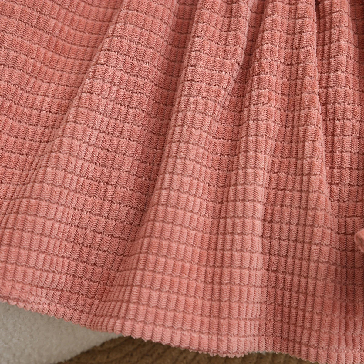 Baby Girl Spring Autumn Outfit White Long Sleeve Base Shirt + Bean Paste Pink Texture Plaid Butterfly Knot Halter Dress Two-Piec