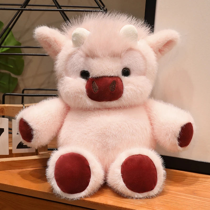 Adorable Highland Cattle Plush Toy 40cm - Huggable Running Cow Stuffed Animal Made with Premium Soft Fabric, Soothing Companion