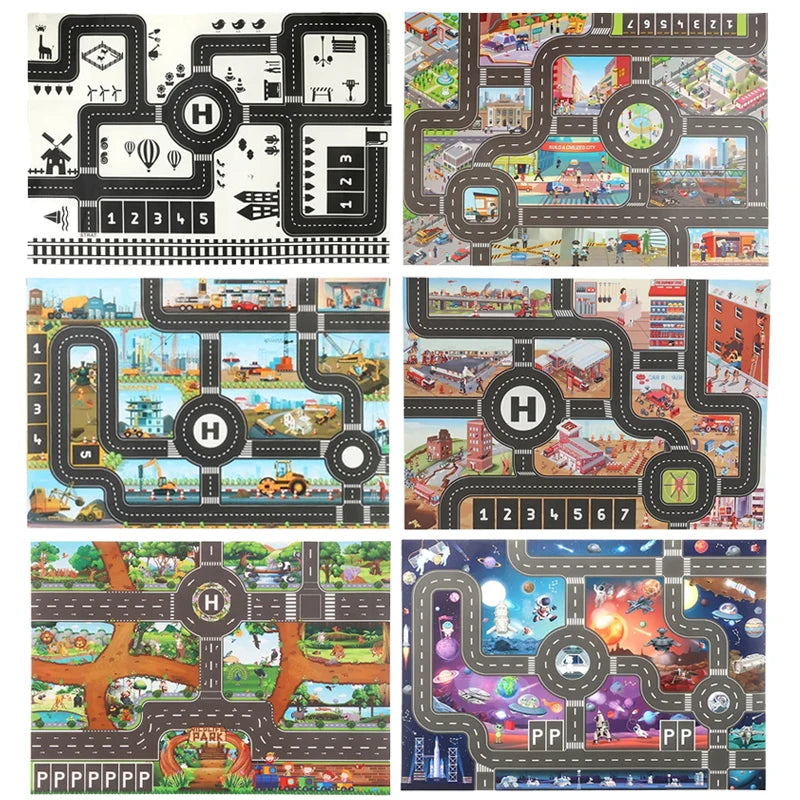 Baby Crawling Mat 83x57cm Cartoon City Traffic Map Non-Slip Playmat For Boys Girls Toddler Montessori Early Education Toys TMZ