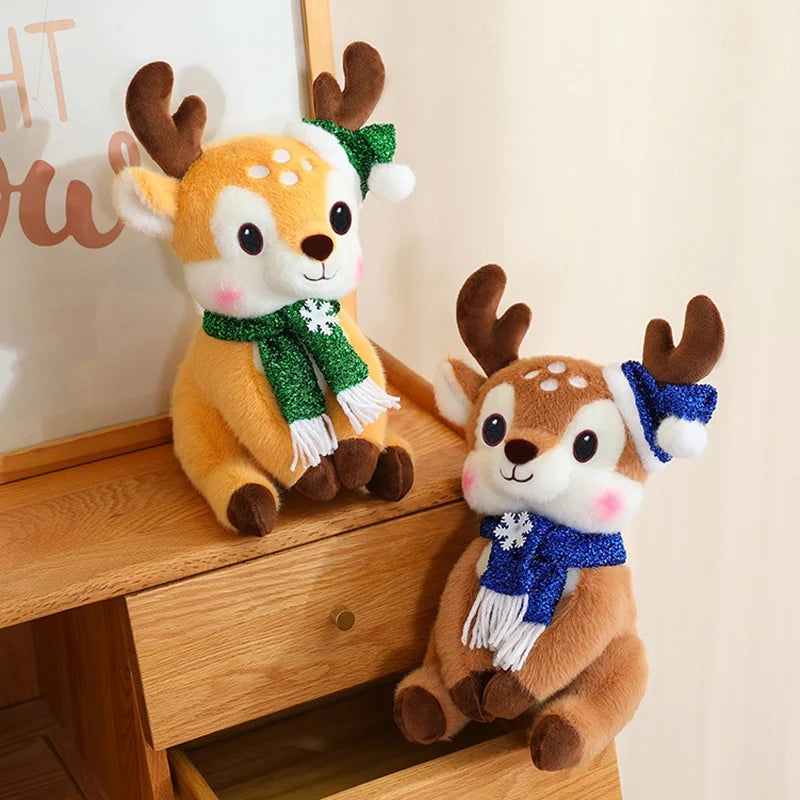 Latest Christmas Scarf, Deer Doll Pillow, Kawaii Stuffed Plush Toy Doll, Cartoon Anime, Cute Children's Birthday Gift, Fun Doll