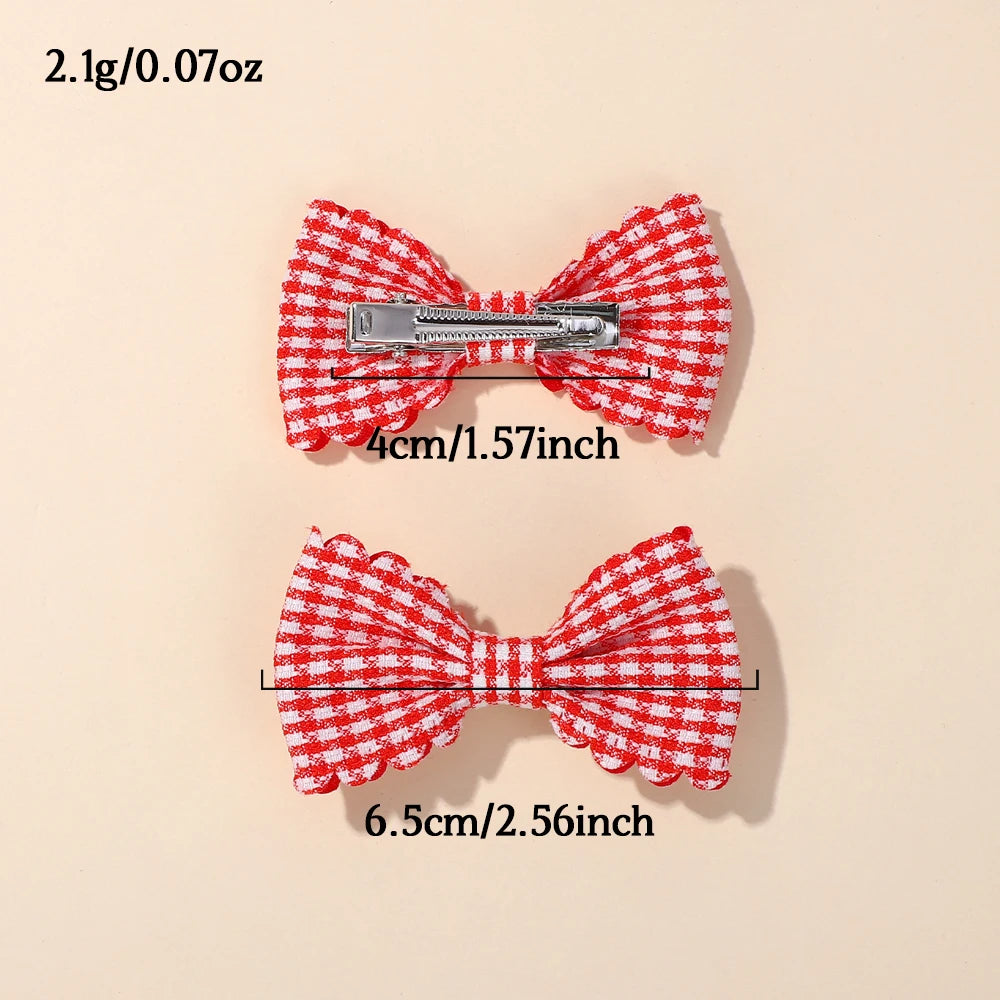 20pcs/Set Plaid Print Hair Bow Clips for Baby Girls Cute Handmade Mini Bowbot Hairpins Barrettes Sweet Hair Accessories
