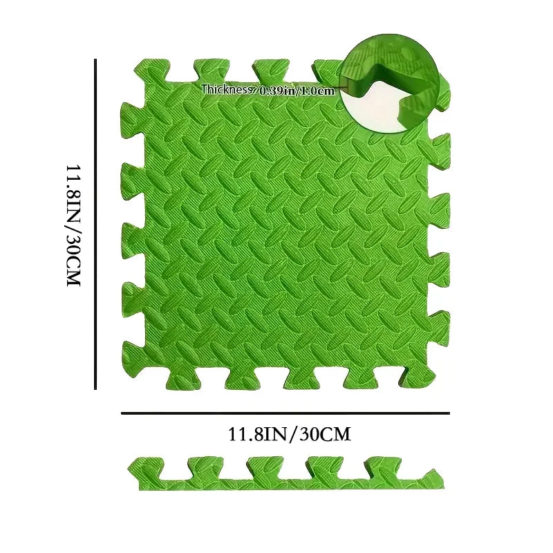 Interlocking Baby Play Mat 1cm Thick EVA Foam 30x30cm Tile Leaf Grain Design, 6 Or 12 Pack