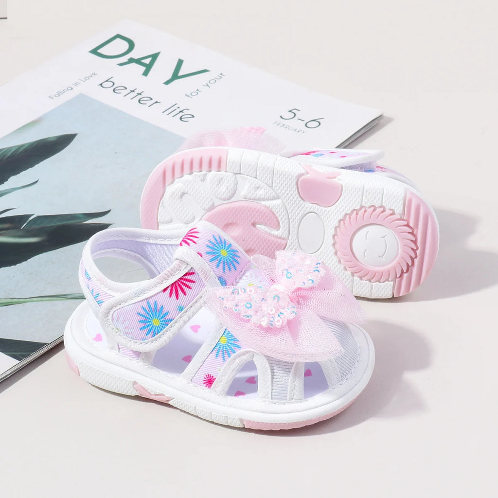2025 0-2Y Baby Girls Baby Girls First Walking Indoor Outdoor Toddler Shoes With Squeaky Beautiful Design And Soft TPR Sole