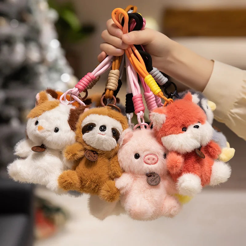 Soft Plush Cute Animal Pendant Dolls - Panda Fox Sloth Cat Dinosaur Bunny Capybara Pig Stuffed Toys for Children Gifts