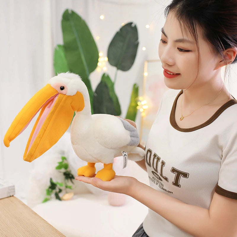 New Cartoon Pelican Plush Toys Realistic White Pelican Stuffed Bird Animal Soft Dolls Promotional Cheap Christmas Birthday Gifts